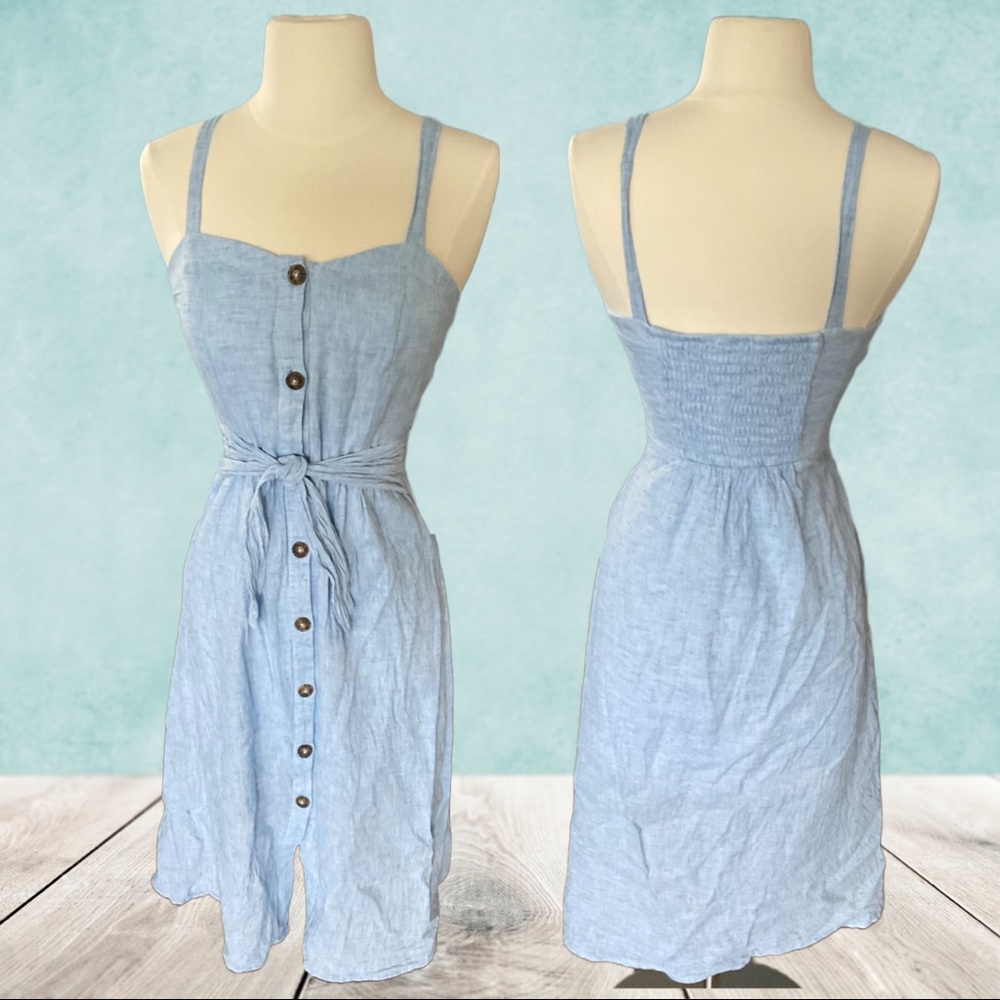 Sienna Sky Chambray Blue Midi Dress